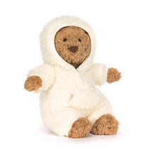 Load image into Gallery viewer, Bartholomew Bear All-in-one Outfit Jellycat Stuffed animal in a white hooded outfit on a white background