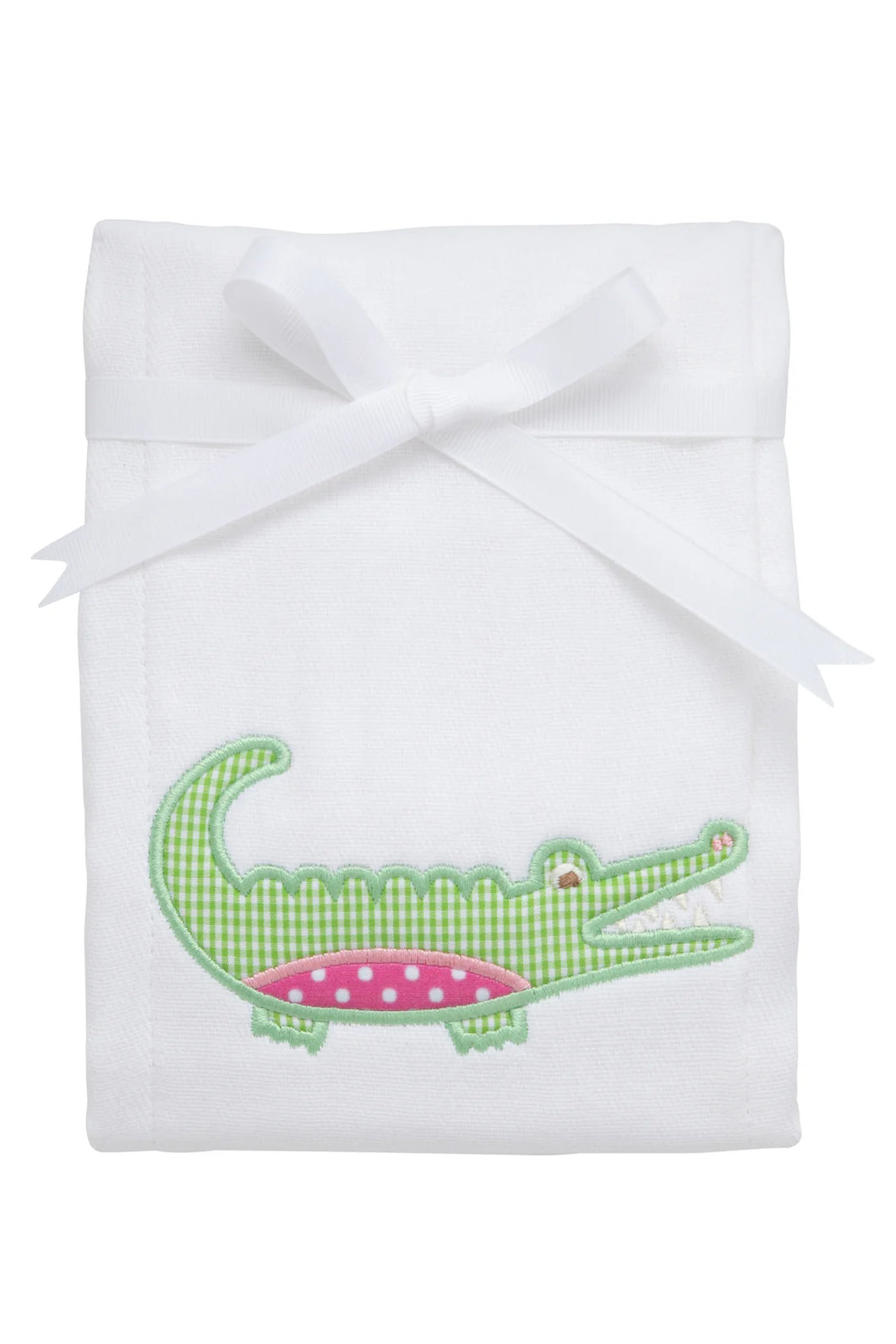 Alligator Applique Burp Pink