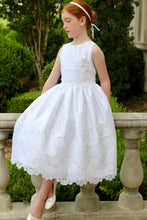 Load image into Gallery viewer, White Taffeta Dress with Lace at Waist
