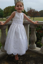 Load image into Gallery viewer, White Taffeta Dress with Lace at Waist
