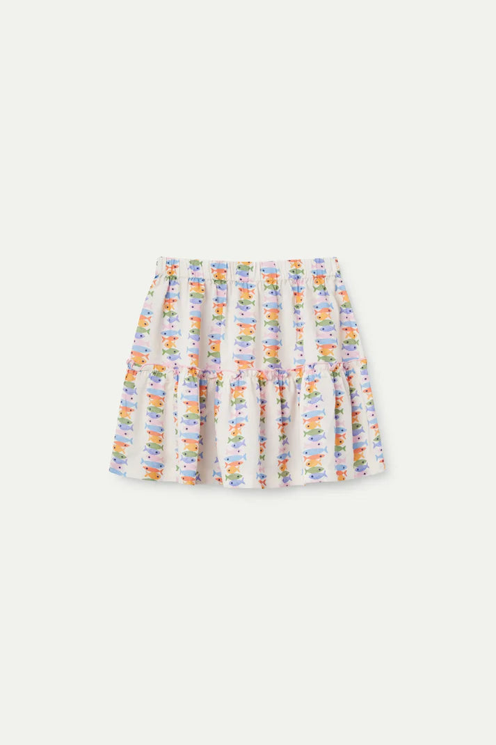 Short Fish Print Skirt
