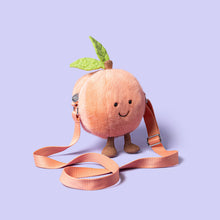 Load image into Gallery viewer, Jellycat Amuseables Peach Shoulder Bag plush accessory – Island Child Hilton Head lilac background

