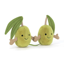 Load image into Gallery viewer, Jellycat Amuseables Pair of Olives plush toy with embroidered smiles
