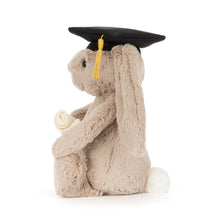 Load image into Gallery viewer, Jellycat Bashful Bunny graduation plush toy with cap and gown
