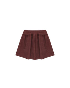 BUTTON FRONT MINI SKIRT || BURGUNDY