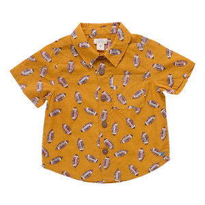 Pink Chicken Boys Jack Shirt – Flying Footballs Print |Cotton Short Sleeve Shirt