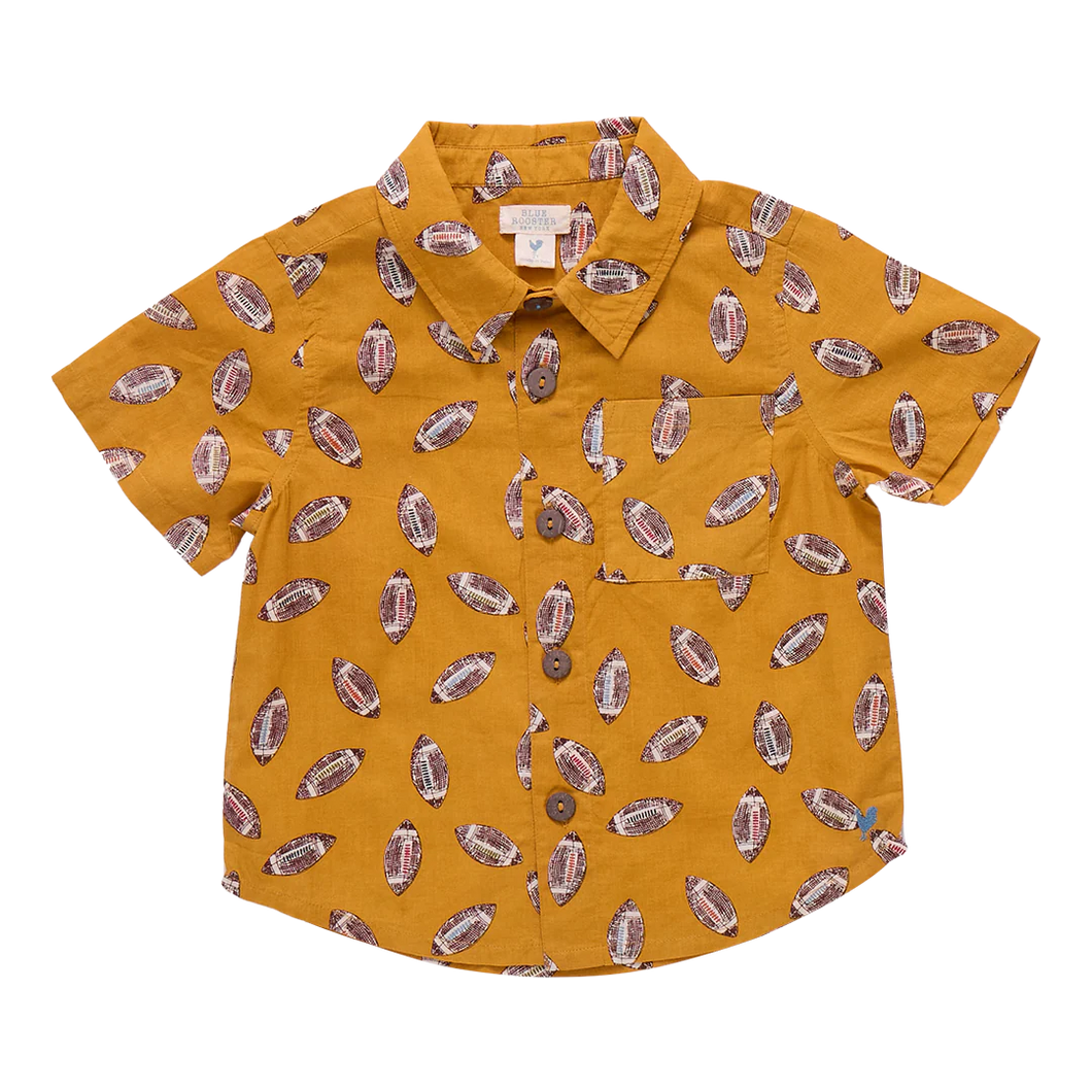 Pink Chicken Boys Jack Shirt – Flying Footballs Print |Cotton Short Sleeve Shirt
