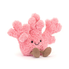 Load image into Gallery viewer, Pink plush Jellycat Amuseables coral toy with a smiling face on a white background

