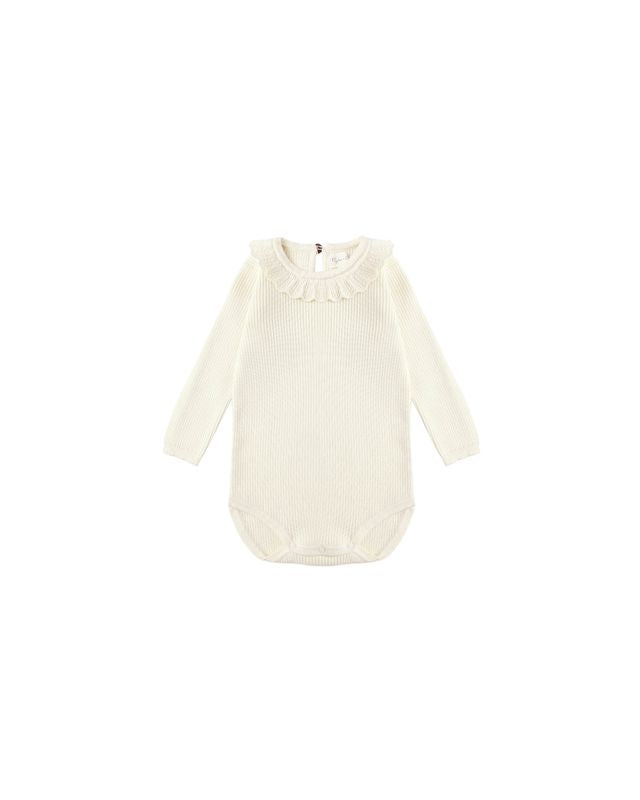 RUFFLE COLLAR BODYSUIT || NATURAL