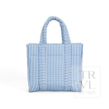 Load image into Gallery viewer, QUILTED MINI GO GO TOTE - PIMLICO STRIPE CHAMBRAY - Tote Bags
